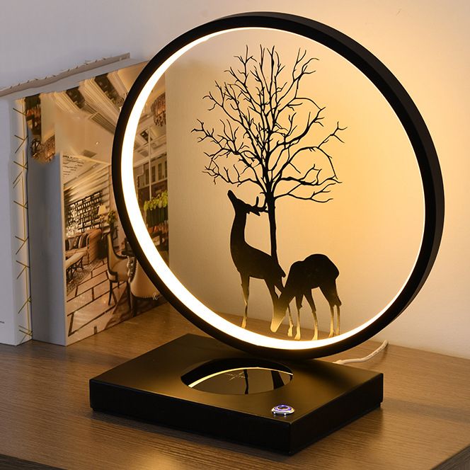 Modern Style Circle Shape Table Light Metal 1 Light Nightstand Lamps for Bedside