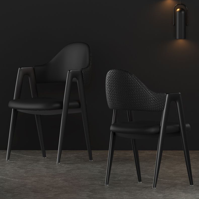 Contemporary Metal Dining Room Chairs Leather Open Back Dining Side Chair for Home Use