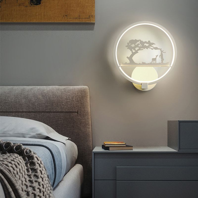 Nordic Style Metal Wall Light Round 10" Wide Wall Sconce for Living Room