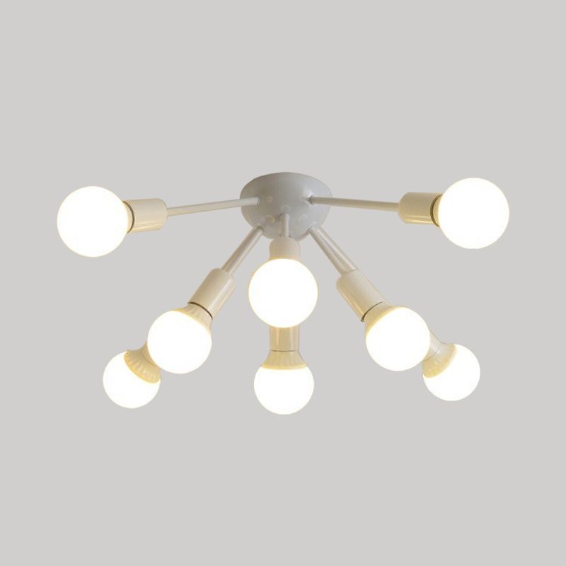 Plafonnier Semi-encastré en métal Spoutnik, moderne, 8/12 lumières, blanc/noir/or, pour salon