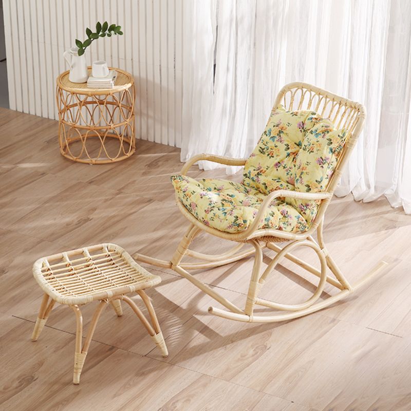 Modern Rocking Accent Chair Rattan/Wicker Rocker Chair for Balcony
