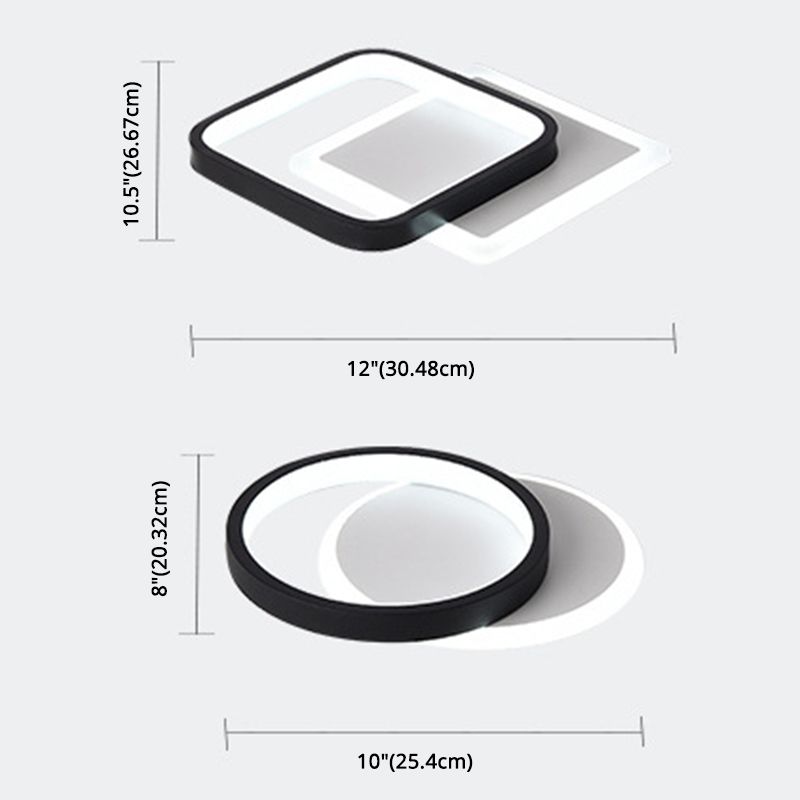 Geometric Aisle Ceiling Flush Mount Light Acrylic LED Simplicity Ceiling Mounted Light in Black-White