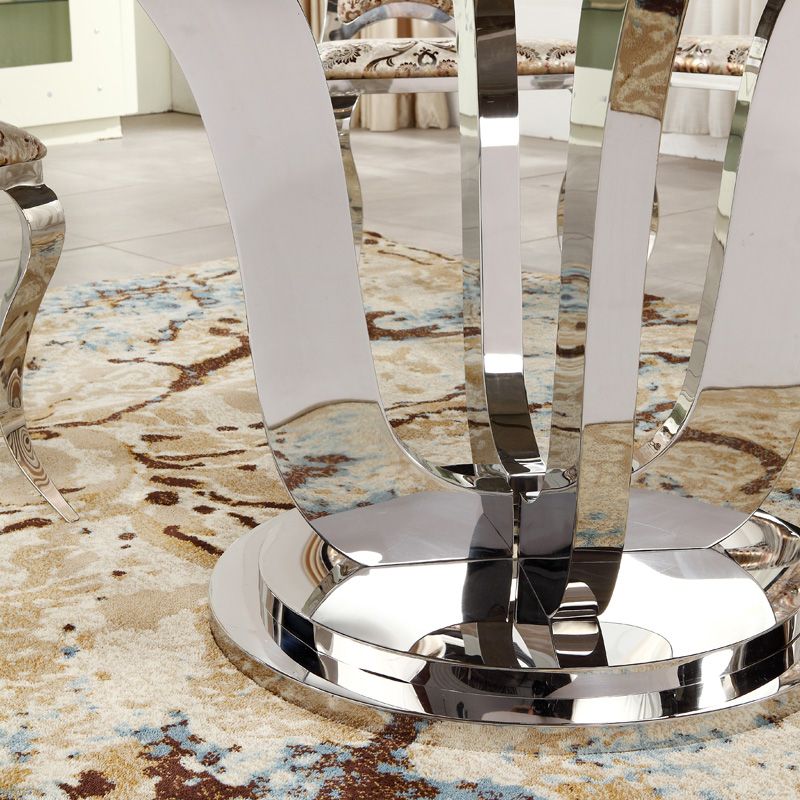 Luxusstil Marmor Esstisch Metallic Single Podest Runde Tisch für Zuhause