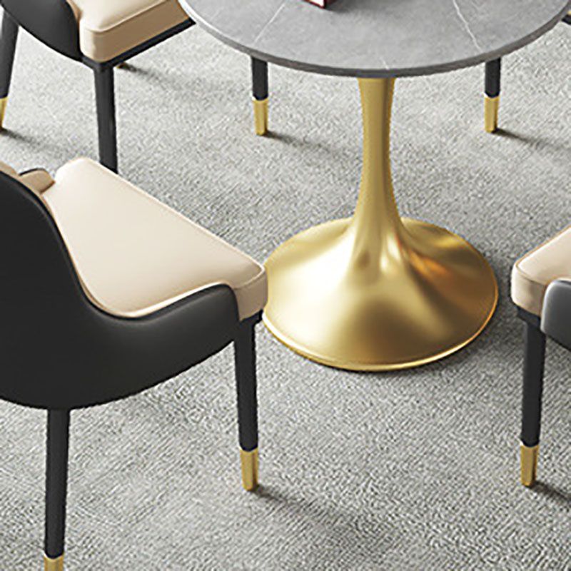 Metal Traditional Luxury Round Table for Home Sintered Stone Table with Tulip