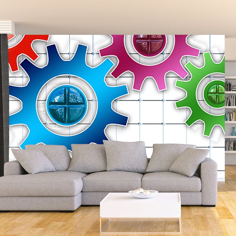 Decorative Illustration Mural Wallpaper Metal Gear Indoor Wall Mural