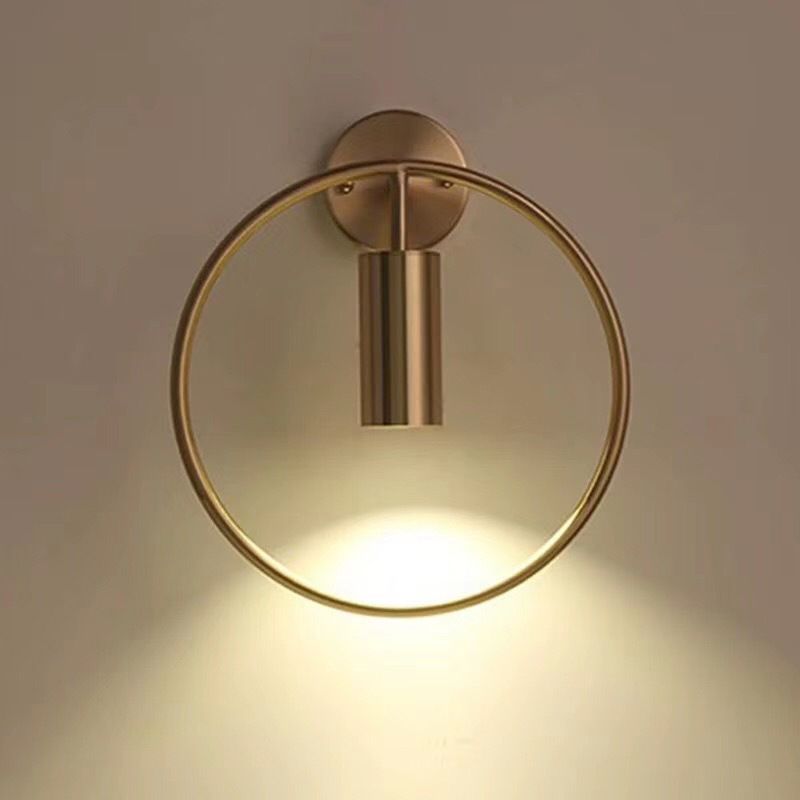 Minimalism Round Line Wall Mount Light 13" Height Postmodern Style Metal Bedside Lamp for Bedroom
