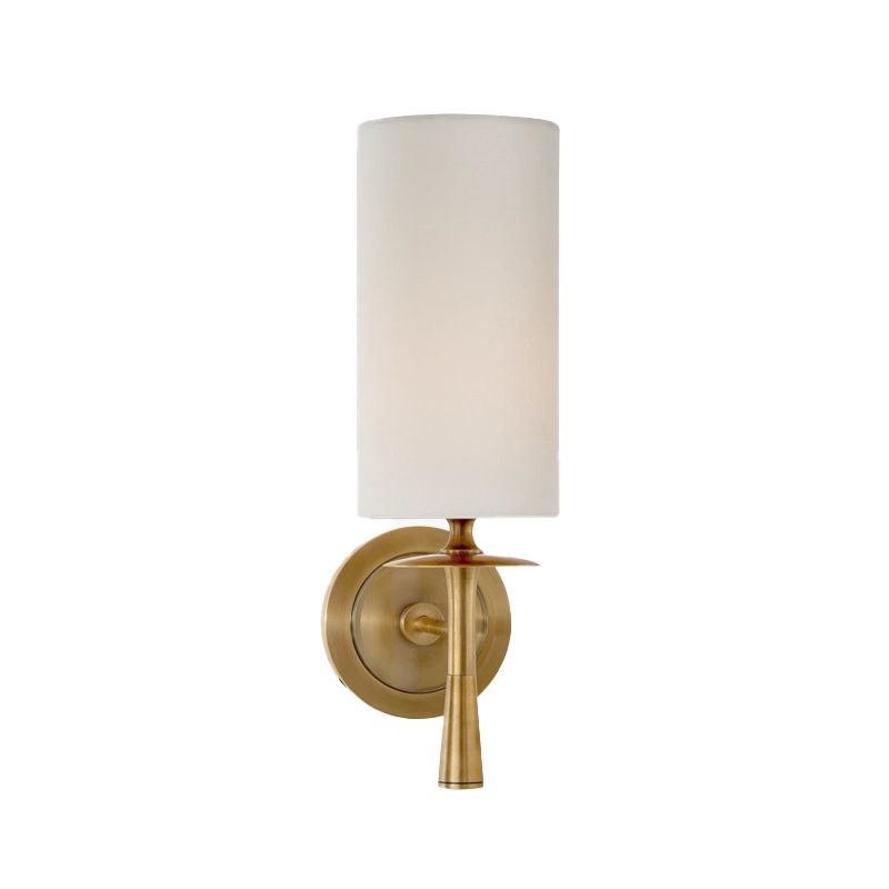 Modern Metal Wall Sconce Cylinder Shape Wall Light with Fabric Shade for Living Room