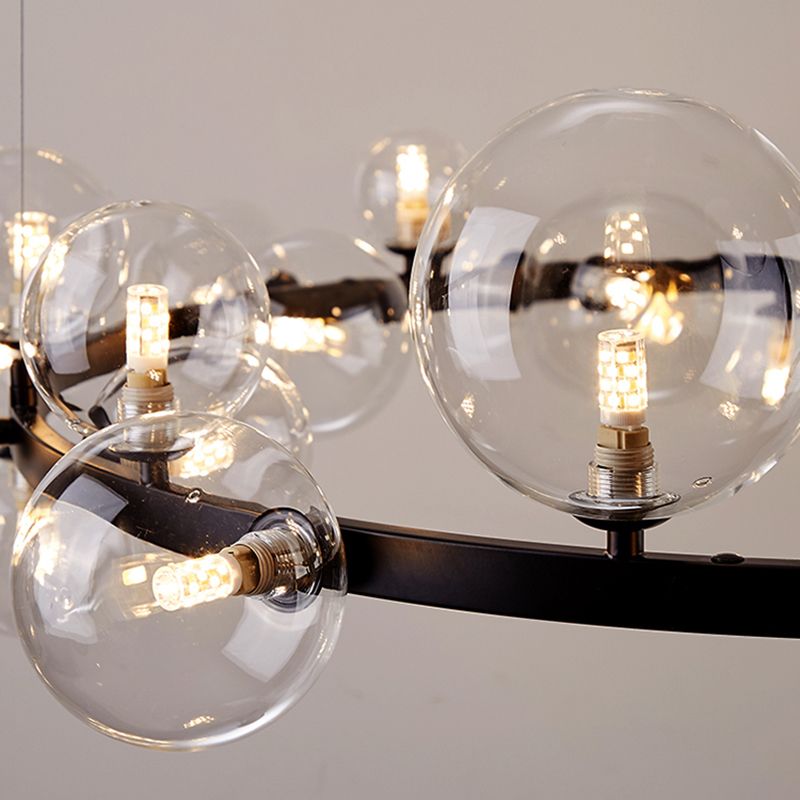 Modern Clear Glass Island Lighting Ideas Linear Chandelier Lamp for Dining Room