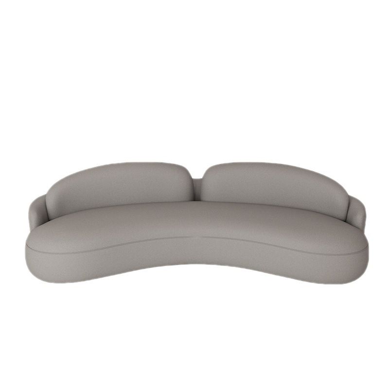 Modern Armless Seating Curved Sewn Pillow Back Sofa in Gray and Orange
