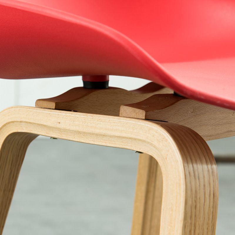 Scandinavian Bucket Armless Stool Plastic Bar Stool with Wood Legs