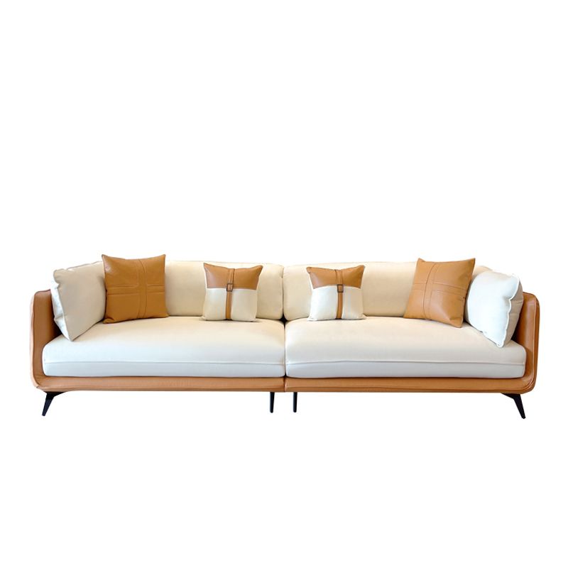 Stain-Resistant Faux Leather Square Arm Sofa/Sectional with Removable Cushions