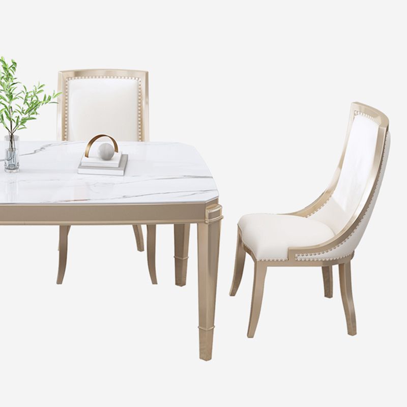 Modern 1/2/5/7 Pieces Dining Room Table Stone Rectangle Furniture in White