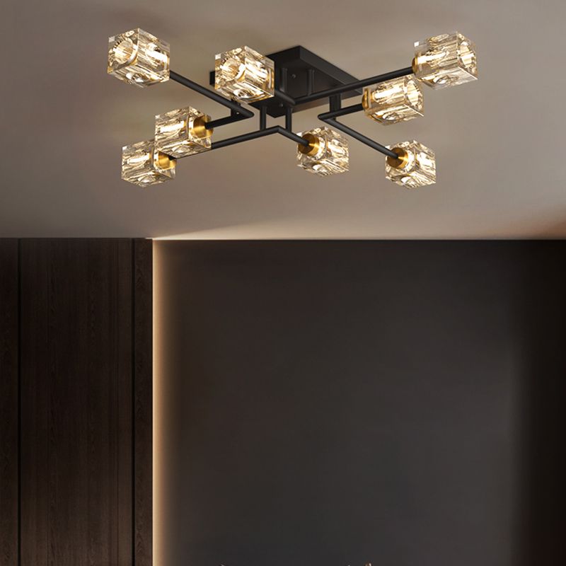 Cubo contemporáneo Flush Lighting Lighting de montaje de altura de cristal para sala de estar