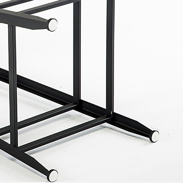 Industrial Brown Counter Stool Leather Square Stool with Black Metal Frame