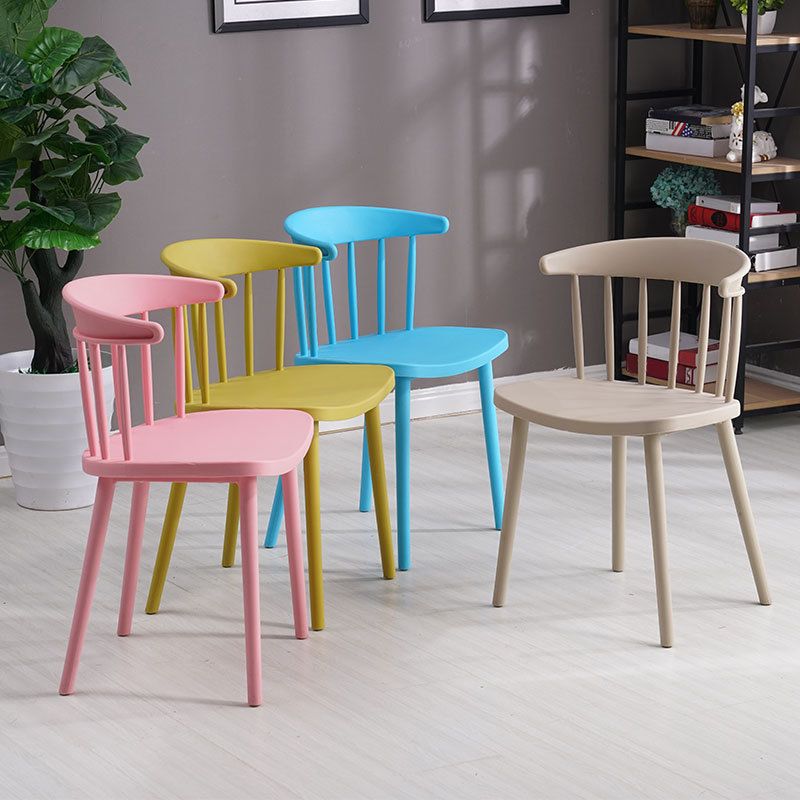 Contemporary Style Dining Chair Armless Chairs with Plastic Legs for Home