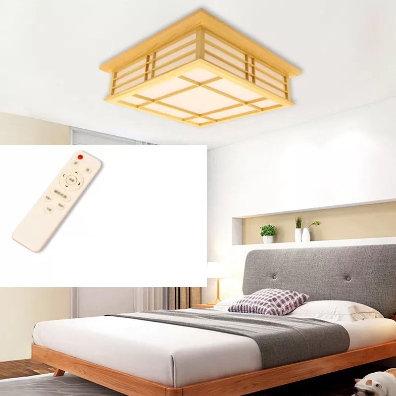 Modernes minimalistisches Rechteck Deckenbündige Halterung Licht Naturholz Wohnzimmer Flush Mount Beleuchtung