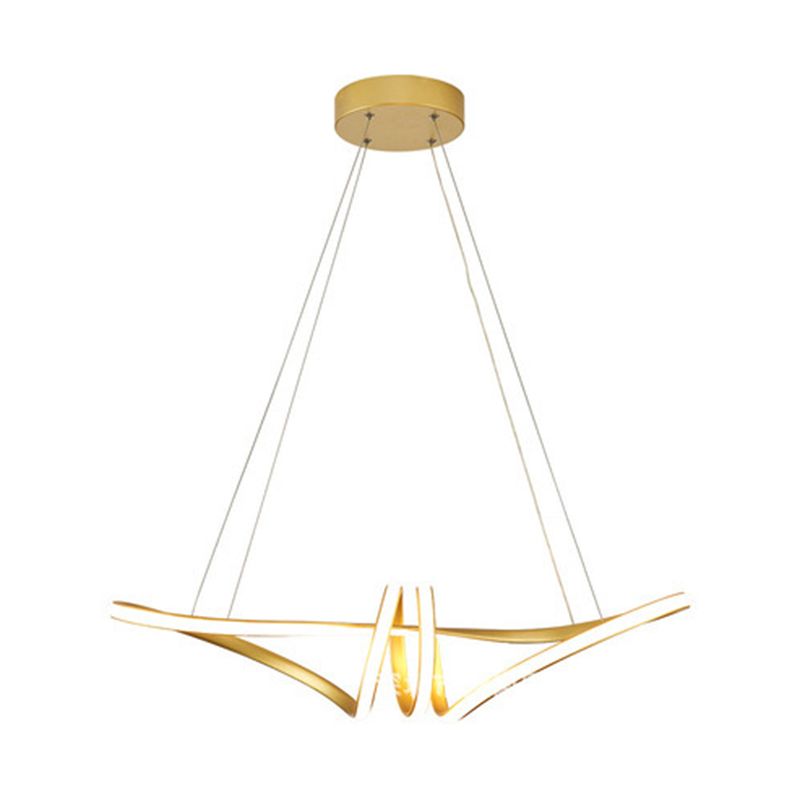 Acrylgold -LED -LED Hängende Lampe im modernen Einfachheit Eisen linearer Kronleuchter für Esszimmer