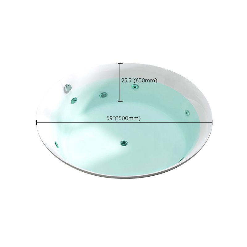 Drop-in Acrylic Round Bathtub Modern Air/ Whirlpool Bathtub in White