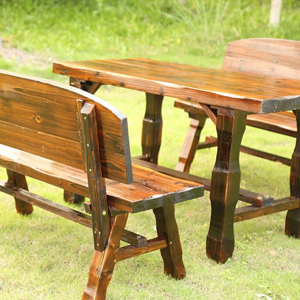 Rustic Rectangle Balcony Table Solid Wood Accent Table for Patio