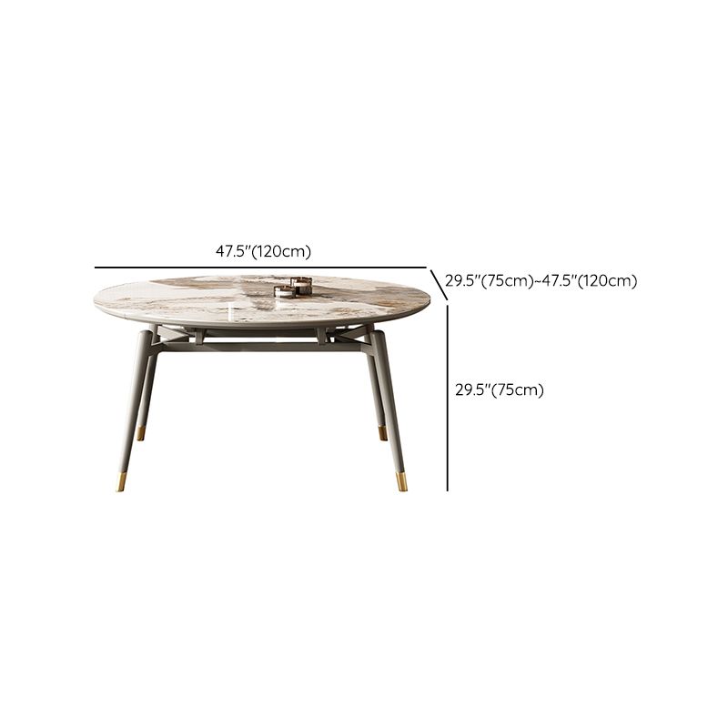 Modern Round Extendable Dining Table Wood Legs for Living Room