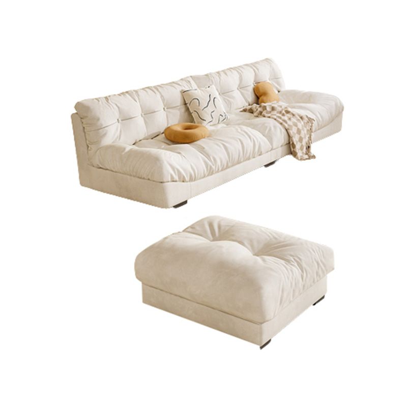 Scandinavian Cream Velvet Armless Sofa/Sectionals with Removable Cushions