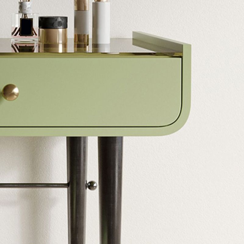 16.53" Wide Glass Makeup Counter Green Vanity Tables with 2 Storage Drawers