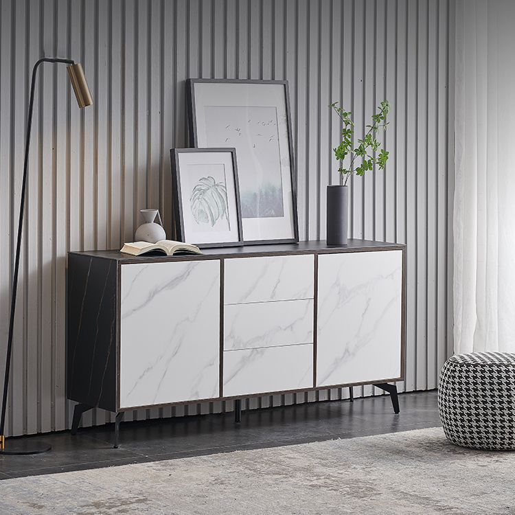 Artificial Wood Dining Room Sideboard Cabinet Glam Credenza with Drawers and Storage