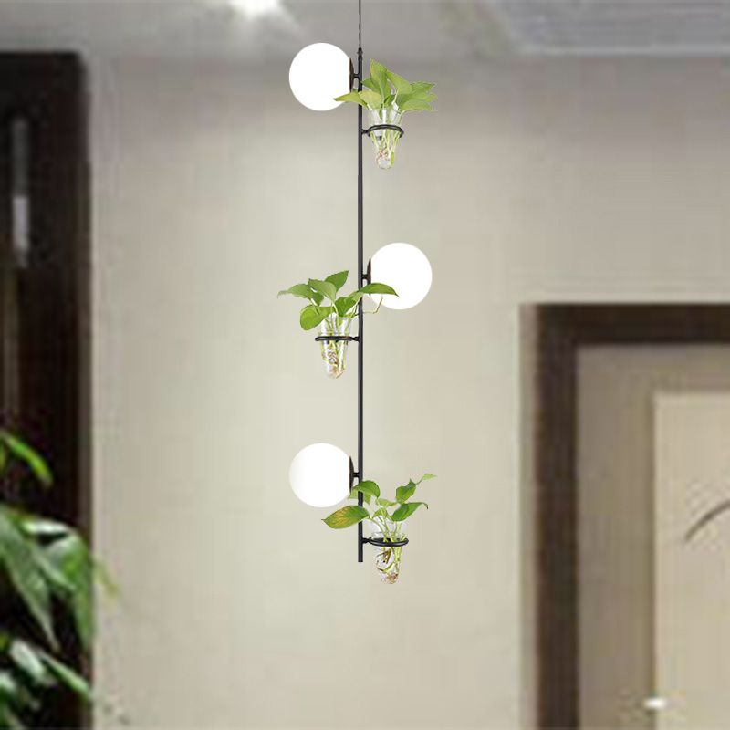SPHERICA FLUSTER CLUSTANTE PENDANTE ANTICO ANTICO 3 TESTI SOGGIORI LIGHITTO LED in nero in nero/oro con latte bianco/fumo Grigio Glass Ombra