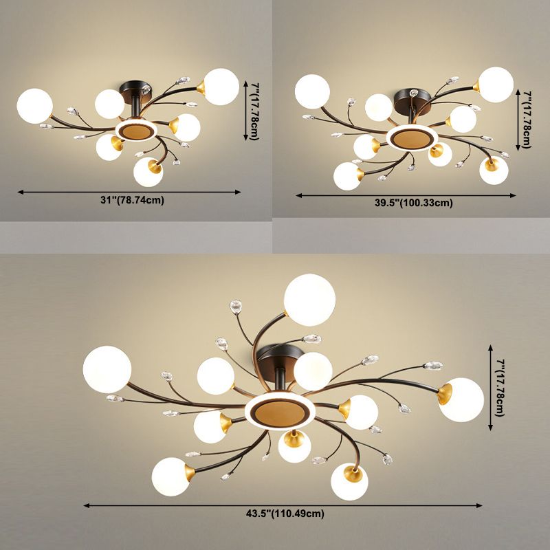 Plafonnier Simplicity en métal, éclairage semi-monté pour chambre à coucher, noir
