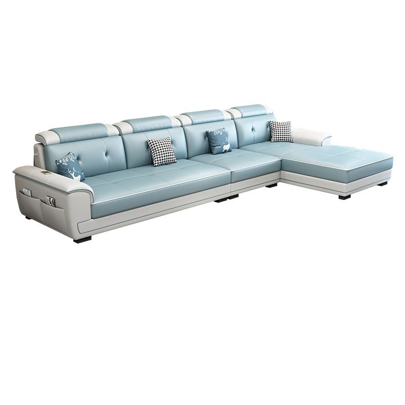 Faux Leather L-Shape 4-Seater Sectional with Storage and Cushion Back