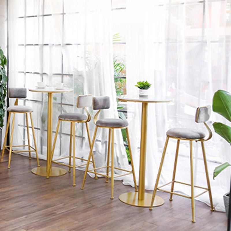 Glam Pub Height Dining Table Stone and White Bar Table for Living Room