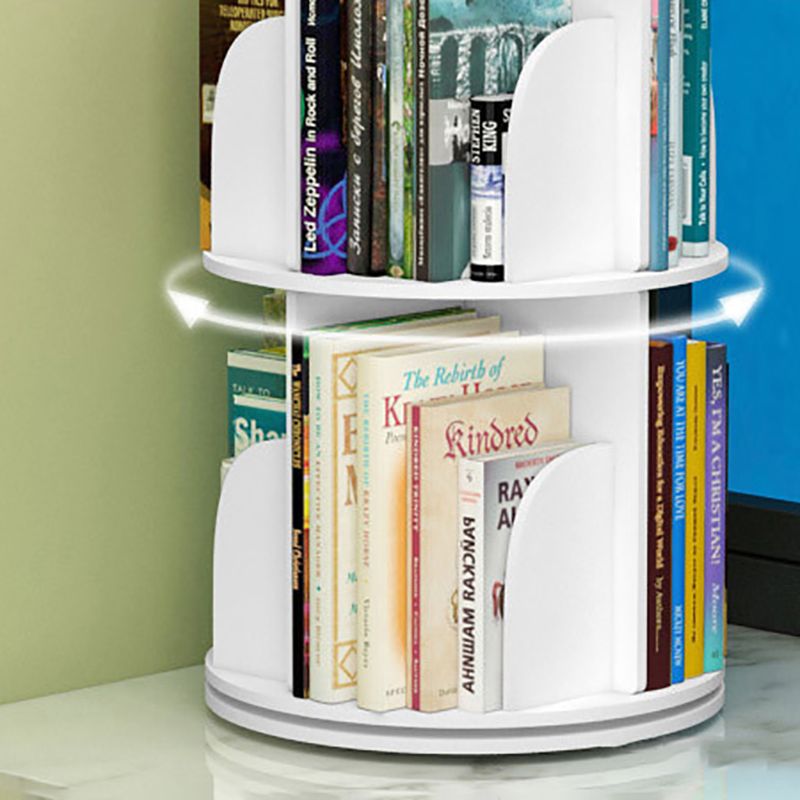 Modern White Bookcase Corner Engineered Wood Bookshelf with Rectangular Shelves