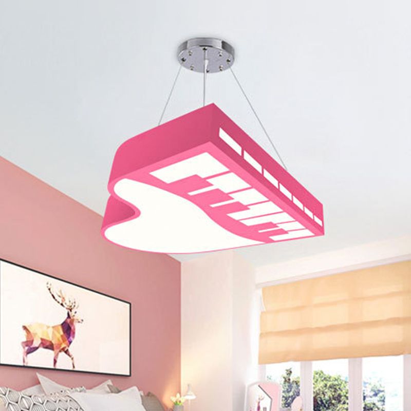 Cartoon LED Hanging Chandelier Piano Pendant Light Kit with Acrylic Shade for Corridor