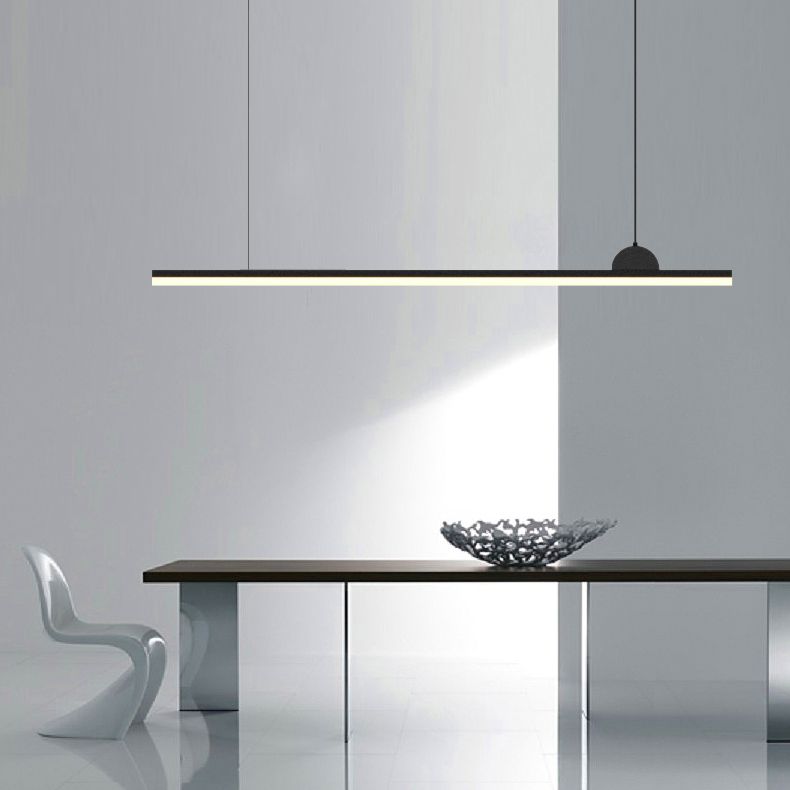 Linear Island Chandelier Modern Metal 1 Light Island Light in Black