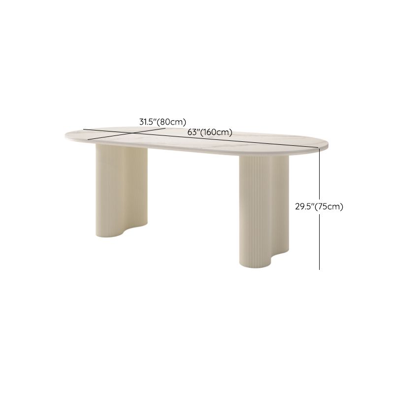 1/2/5/7 Pieces White Oval Sintered Stone Top Dining Set for Home