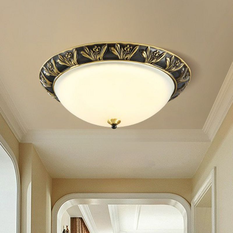 Plafonnier LED en forme de bol en verre opale, luminaire d'intérieur Vintage pour salon, café