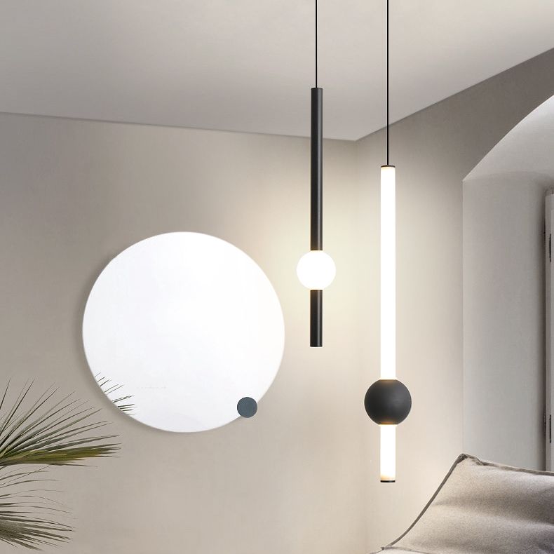 Minimalist LED Hanging Ceiling Light Metal 1-Light Linear Ceiling Pendant Light