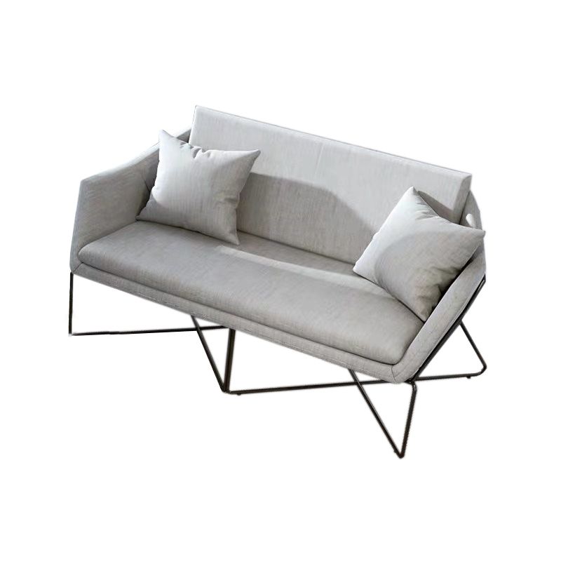 Contemporary Style Cotton Flared Arm Sofa in Gray For Living Room