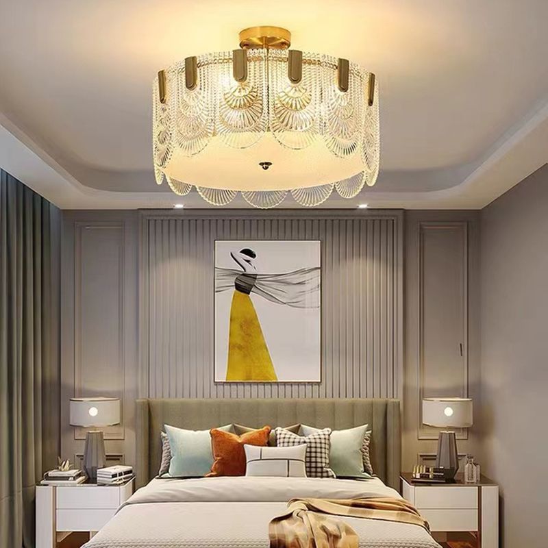 Modern Glass Ceiling Lamp Minimalist Flush Mount Light Fixture for Bedroom