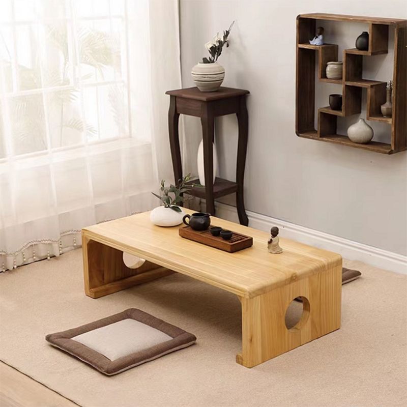 Natural/Brown Rectangular Coffee Table 11.81" High Wooden Cocktail Table