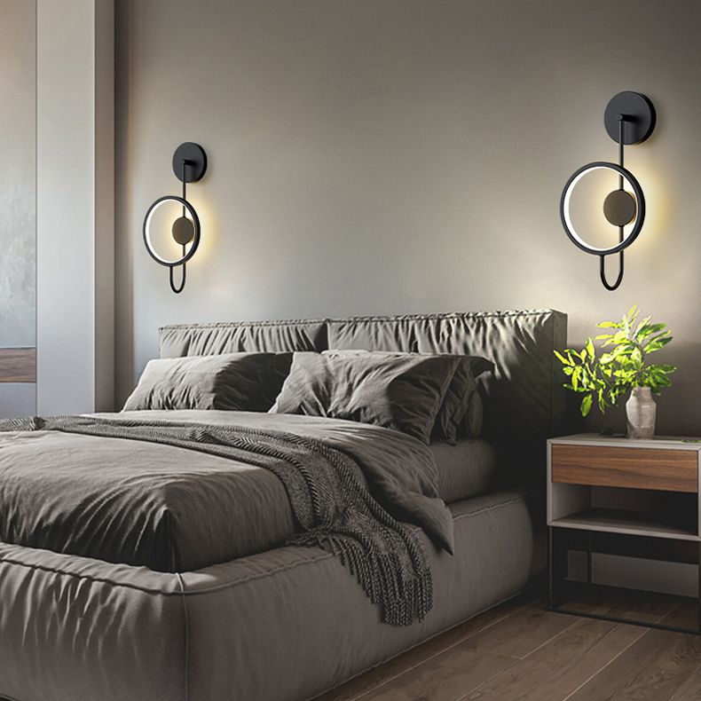 Round Shape Metal Wall Sconce Modern Style 1 Light Wall Mount Lighting