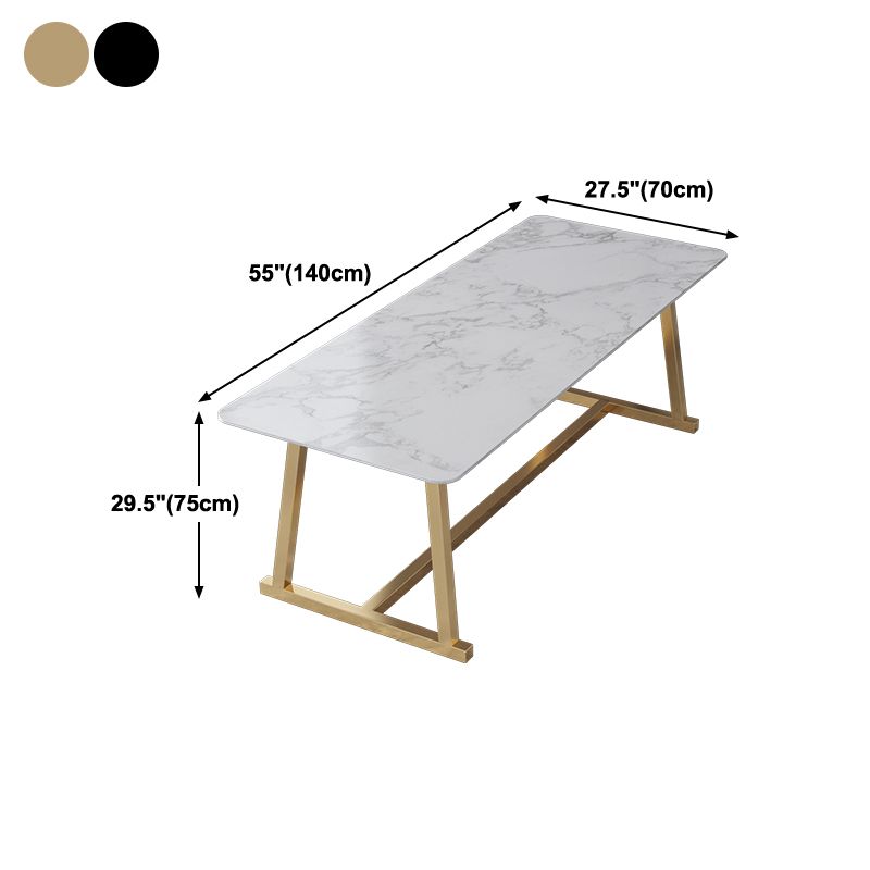 Marble Curved Work Table Home Office Luxury Fixed Writing Desk