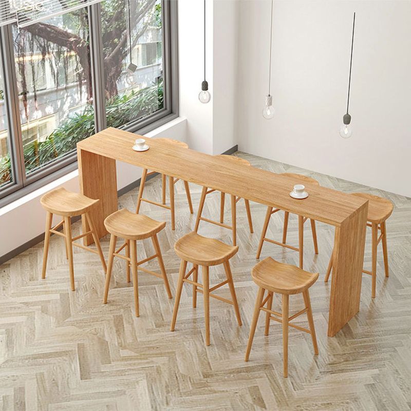 Luxurious Rectangle Pub Table Set 1/5/9 Pieces Wooden Counter Table with Backless Stools