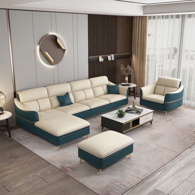 Glam Style Sofa Bed with Padded Leather and White Upholstery Sofa