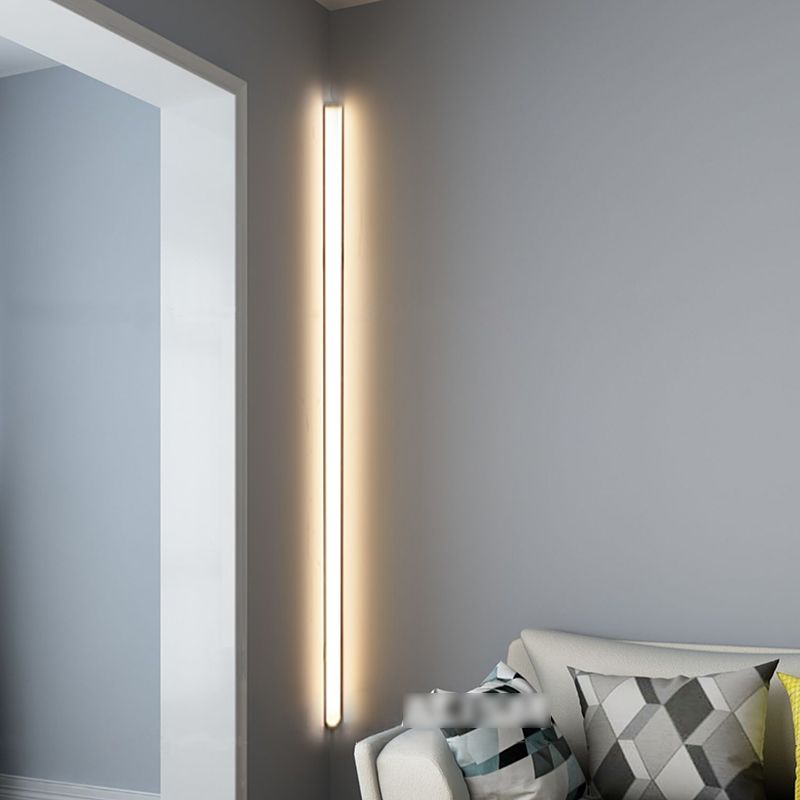 Modern Style Linear Shade Wall Sconce Metal 1 Light Wall Mounted Lighting in White