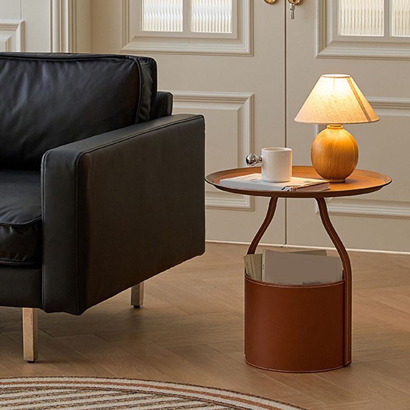 Mid-Century Pedestal Corner Table Tray Top Side End Table with Storage