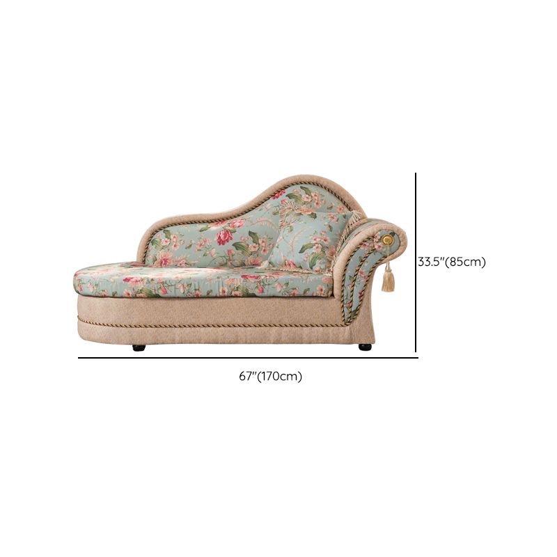 Floral with Arms Chaise Flared Arms with Legs for Bedroom Living Room