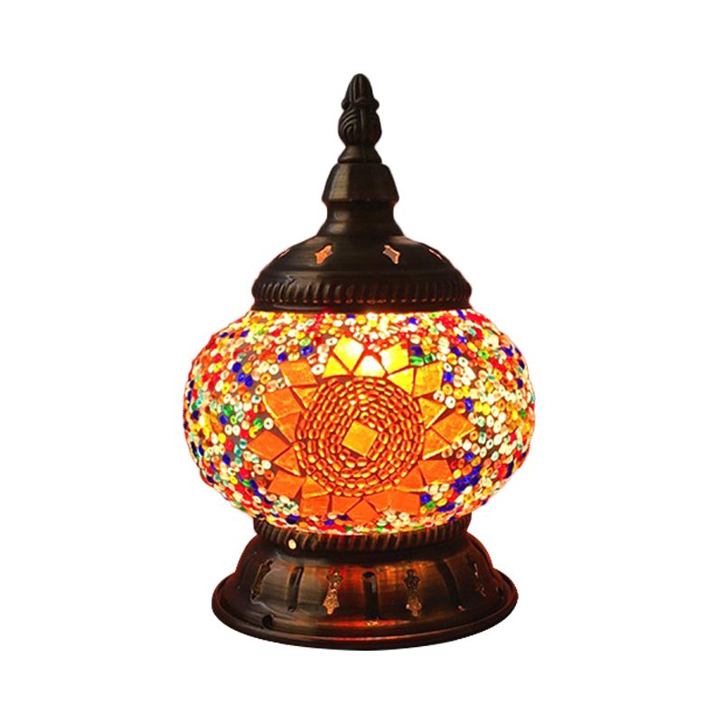 1 hoofdbol tafellamp traditioneel rood/oranje/lichtblauw gekleurd klassen nachtkastje lamp voor slaapkamer