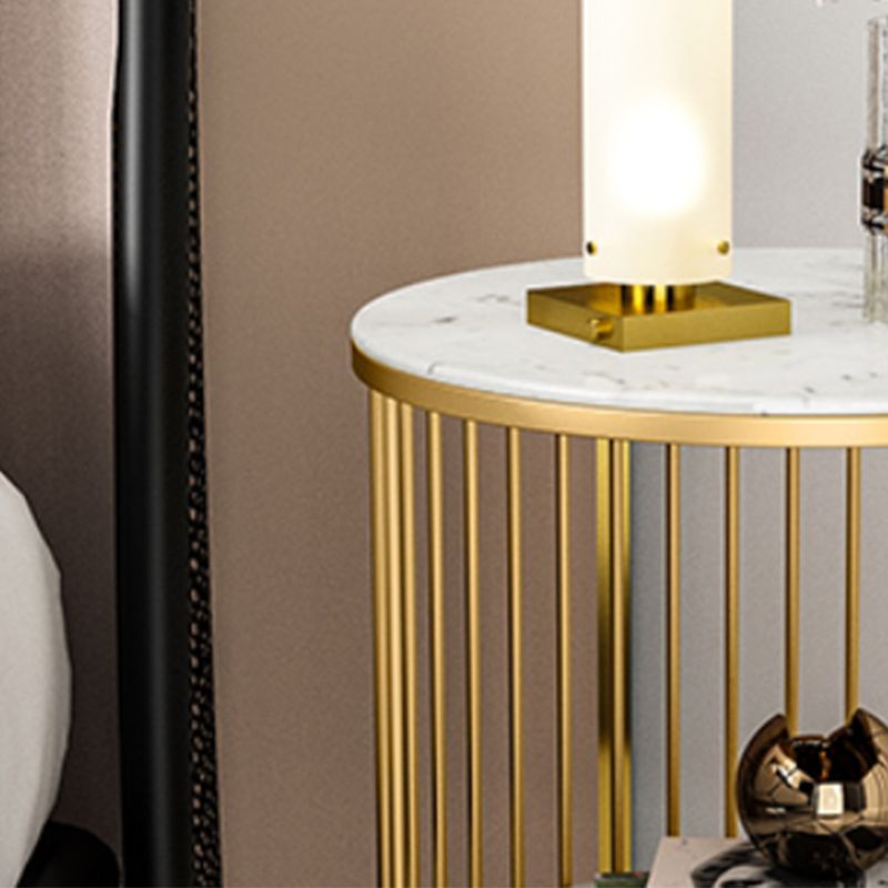 21.6" Tall Modern Style Sofa Side Accent Table Metal Drum End Table