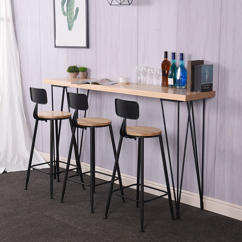 Wood Top Table Industrial Style Bistro Pub Table with 4 Legs